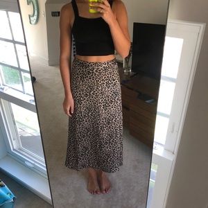 MNG Satin Midi Skirt